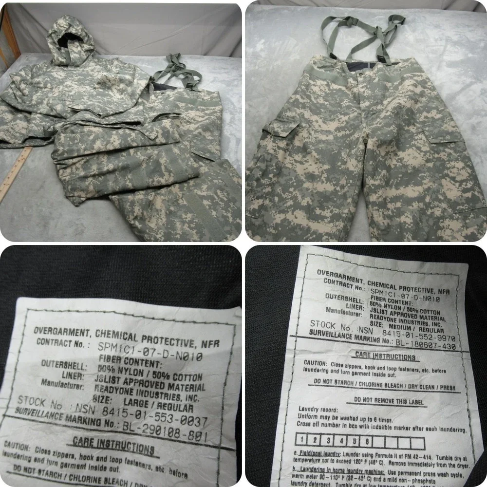 US Military Overgarment‎ Suit Mens L/M Digital Camo Chemical Protective w/Gloves